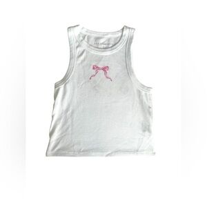 Coquette bow top pink and white tank
